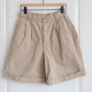 Vintage Lands end brown cuffed cotton shorts